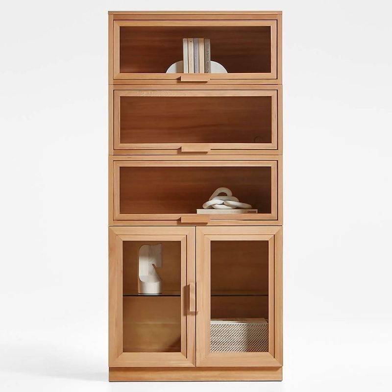 ~/Wood And Glass Display Cabinet